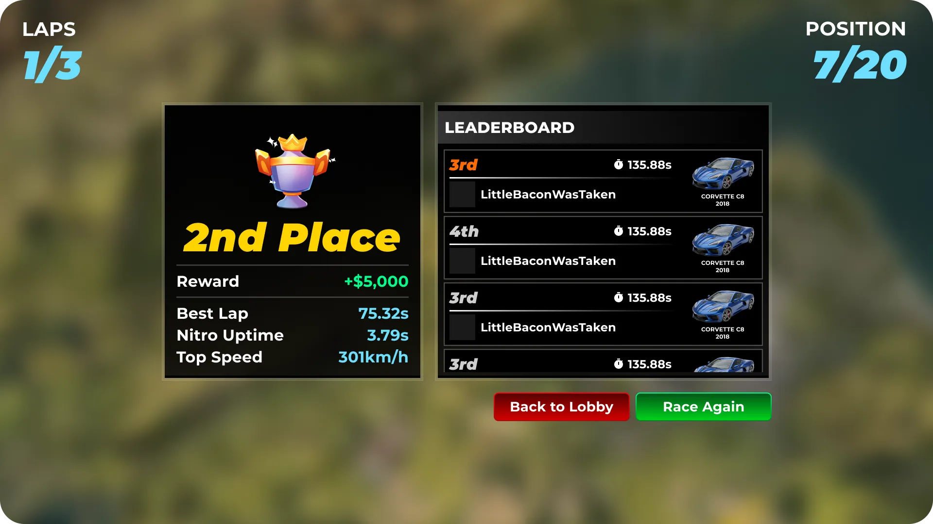 Bayside — Race Results